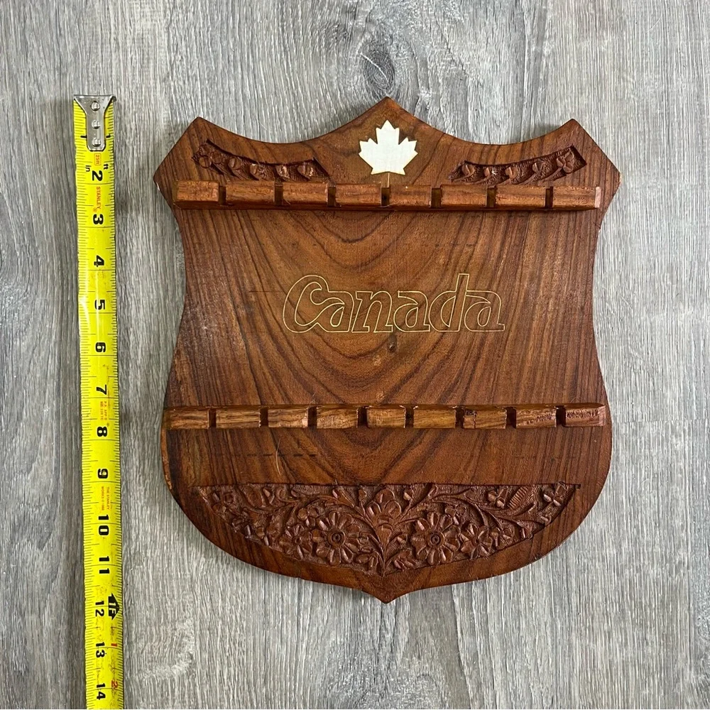 Vintage Canada Collectible‎ Spoon Curved Rack Holder Display Carved Flowers.